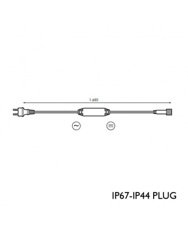 Cable alimentación 165cms negro 230V para guirnaldas LED IP67 (incluye rectificador led)