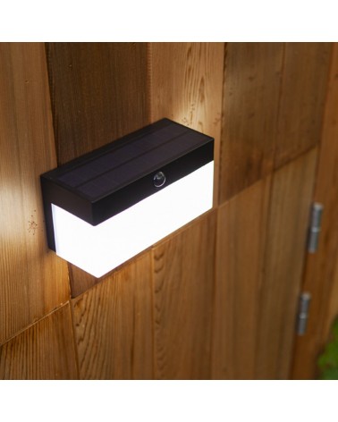 Black outdoor wall lamp SOLAR 18cm LED 9.7W IP44 movement sensor voice control CCT 2700K-6500K