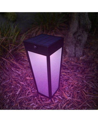 SOLAR spiked lantern 48.4cm LED 8.4W aluminum and glass black finish IP44 motion sensor voice control RGB CCT 2700K-6500K