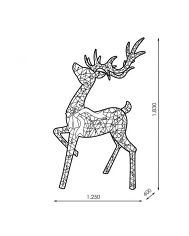 Christmas figure reindeer deer LED 3D with 180 leds warm light 183cm 6W IP44 low voltage 31V