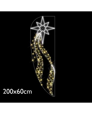 Figura Navideña estrella fugaz luz cálida y blanca fría 2x0,60m apto para exterior