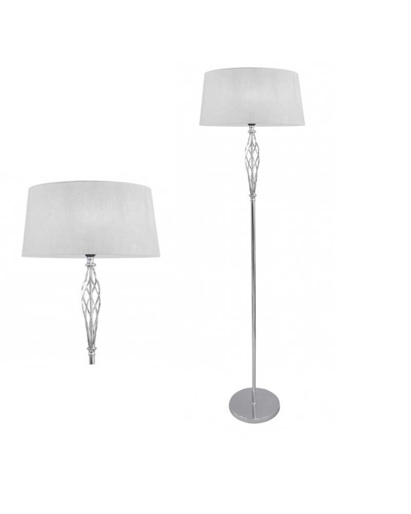 Floor lamp 165cm metal base and fabric lampshade E27