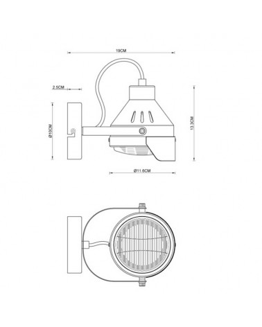 Aplique 13,3cm de metal acabado galvanizado E14