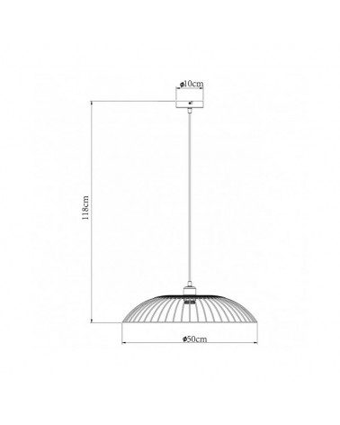 Lámpara de techo 50cm varillas de metal y ratán acabado negro y natural E27