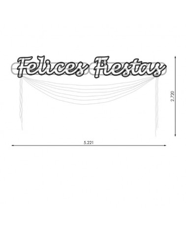 Outdoor LED lighted Felices Fiestas sign 5,22m long with flashing leds cool white light and warm light IP65 368W