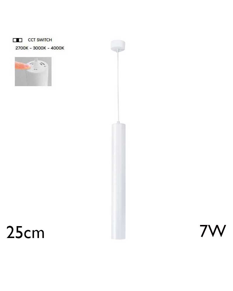 Lámpara colgante 25cm 7W LED aluminio CCT SWITCH 2700K/3200K/4000K