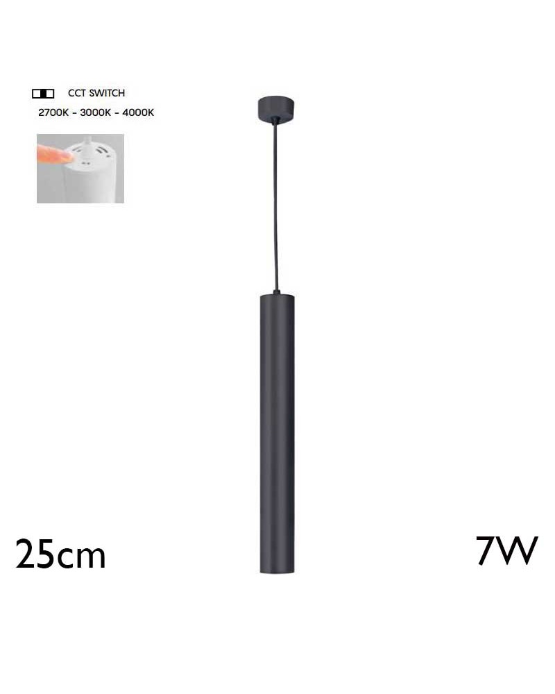 Lámpara colgante 25cm 7W LED aluminio CCT SWITCH 2700K/3200K/4000K