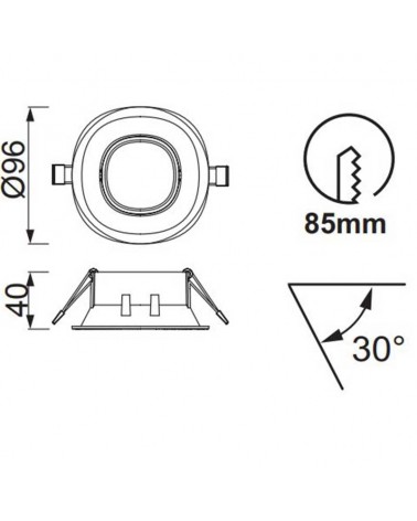 Aro empotrable 9,6cm redondo diferentes acabados GU10