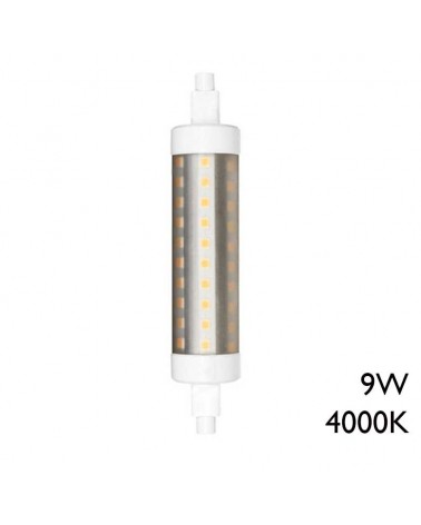 R7s LED Linear dimmable Light bulb. 10W, 360º. 118mm.