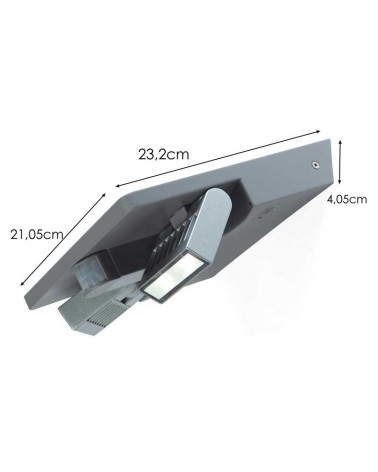 Solar outdoor wall light 3.2cm gray metal LED 40W 4000K IP44