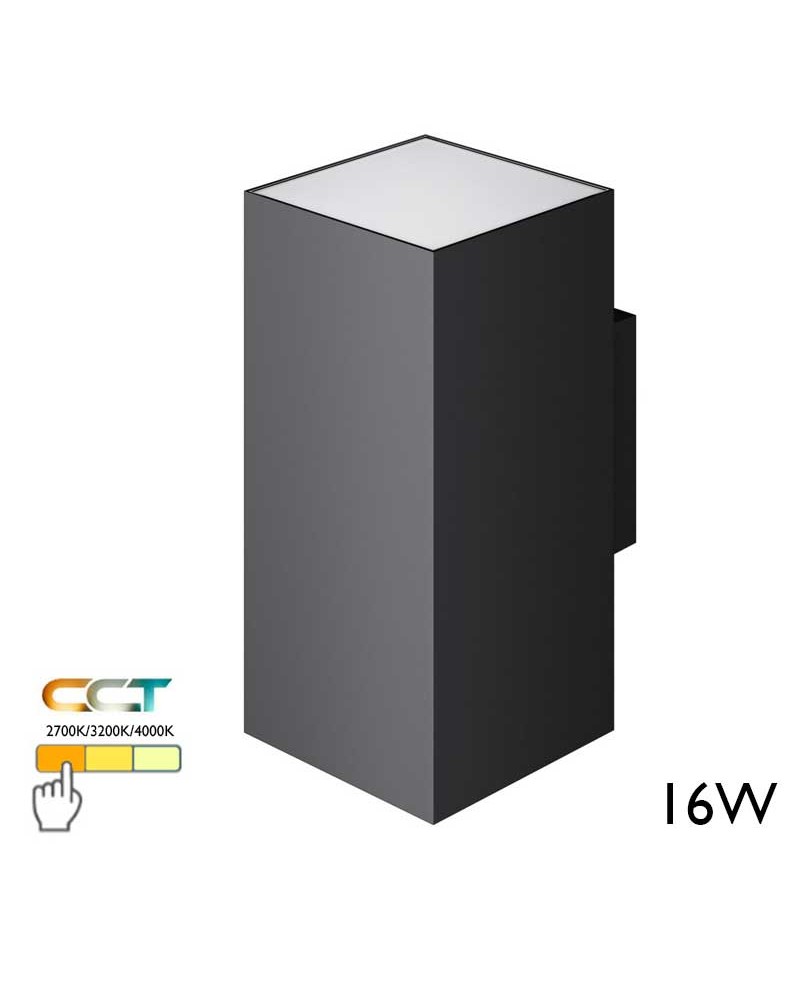 Aplique pared de exterior 16cm Luz superior e inferior LED 16W policarbonato IP65 CCT Switch 2700K/3200K/4000K