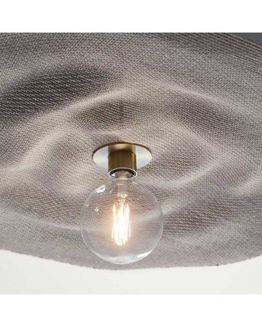 Ceiling lamp 68cm linen and wood with natural finish E27