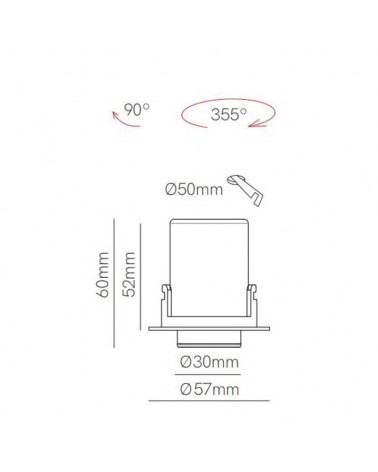 Mini proyector redondo de Aluminio 5,7cm 45º CCT Switch 2700K/3200K/4000K