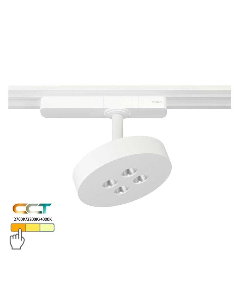 Foco de carril trifásico LED 12cm 12W CCT Switch 2700K/3200K/4000K