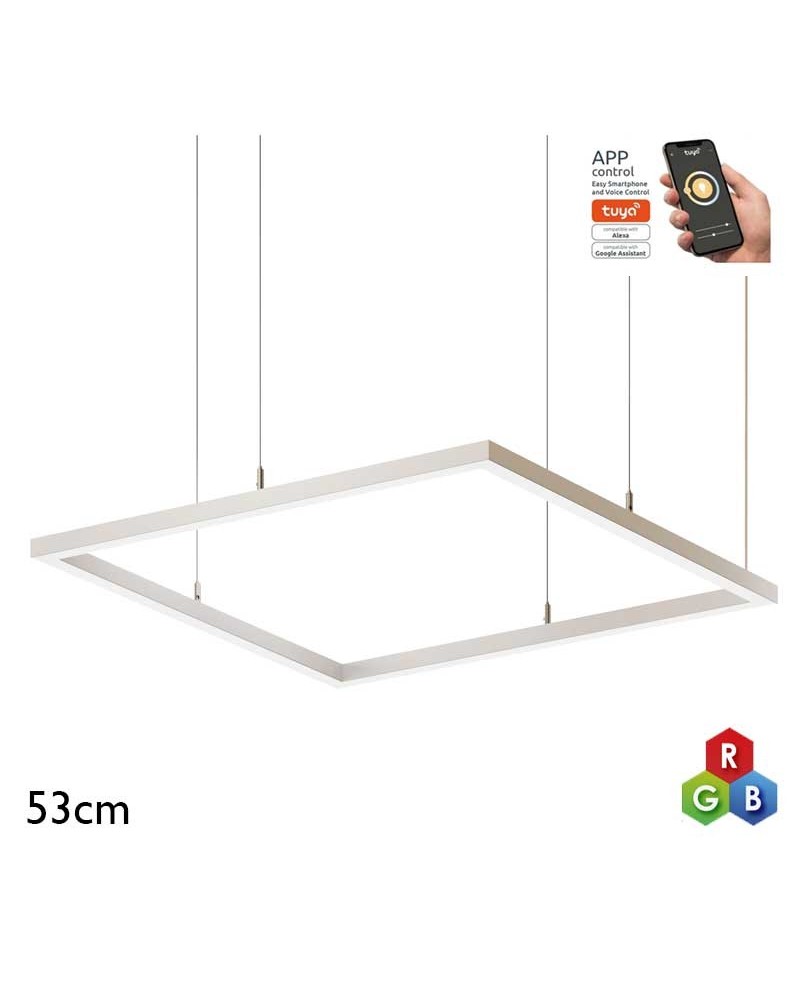 Lámpara de techo cuadrada de 53cm LED 43W de aluminio RGB-W driver Tuya