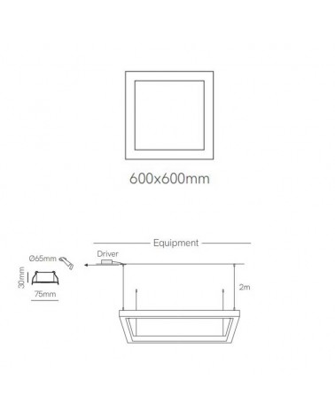 Lámpara de techo cuadrada de 60x60cm LED 85W de aluminio RGB-W driver Tuya