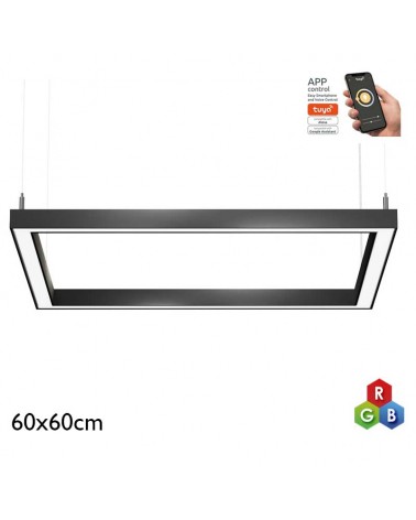 Lámpara de techo cuadrada de 60x60cm LED 85W de aluminio RGB-W driver Tuya