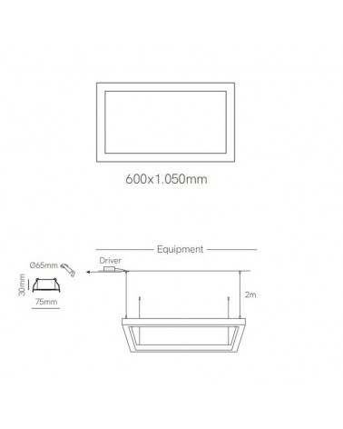 Ceiling lamp square LED 94W 60x105cm aluminum RGB-W Tuya driver