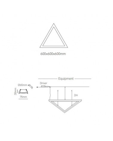 Lámpara de techo de 60cm LED 52W de aluminio Graduable 2700K-5500K driver Tuya