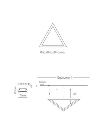 Lámpara de techo de 84cm LED 64W de aluminio Graduable 2700K-5500K driver Tuya