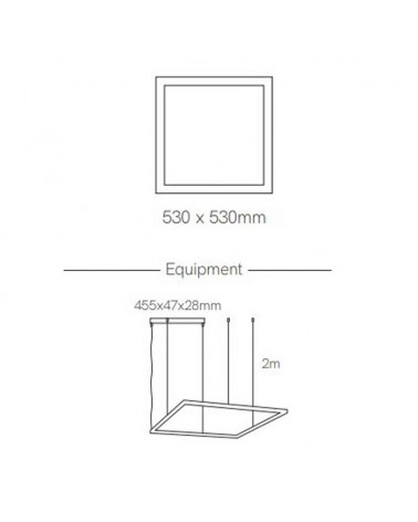 Lámpara de techo cuadrada de 53cm LED 43W de aluminio RGB-W driver Tuya