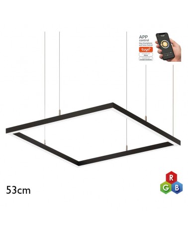 Lámpara de techo cuadrada de 53cm LED 43W de aluminio RGB-W driver Tuya