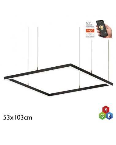 Lámpara de techo rectangular de 53x103cm LED 62W de aluminio RGB-W driver Tuya