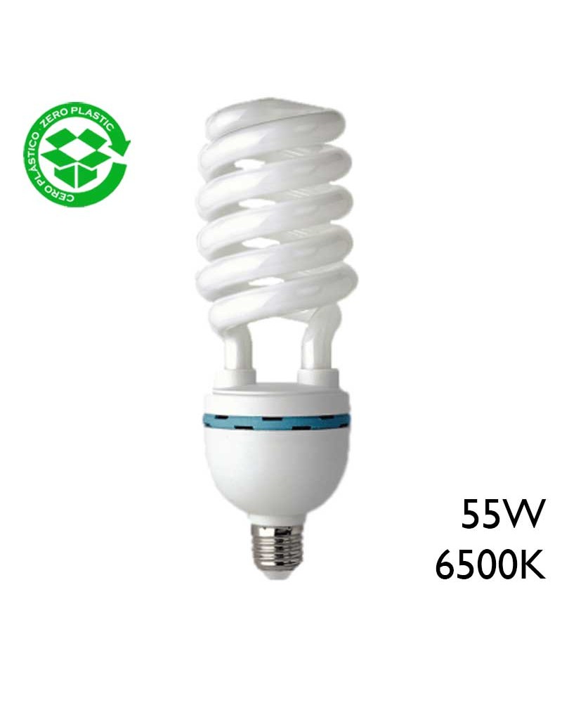 High brightness spiral bulb 55W E27 6500K 230V