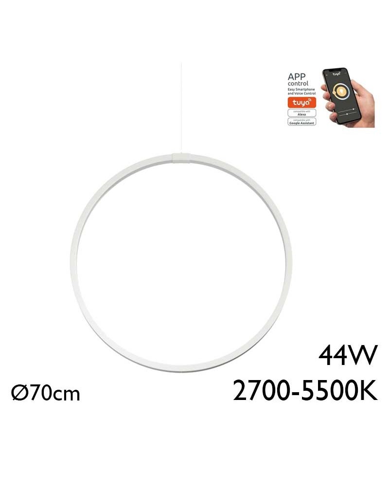 Lámpara de techo de 70cm LED 44W de aluminio Graduable 2700K-5500K driver Tuya