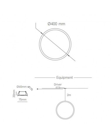 Lámpara de techo de 40cm LED 26W de aluminio Graduable 2700K-5500K driver Tuya