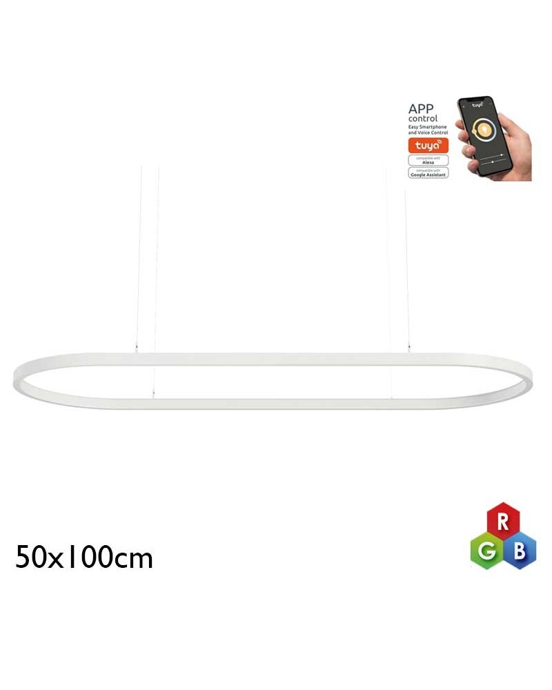 Lámpara de techo de 50x100cm LED 56W de aluminio RGB-W driver Tuya