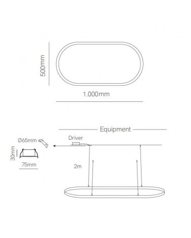 Lámpara de techo de 50x100cm LED 56W de aluminio RGB-W driver Tuya