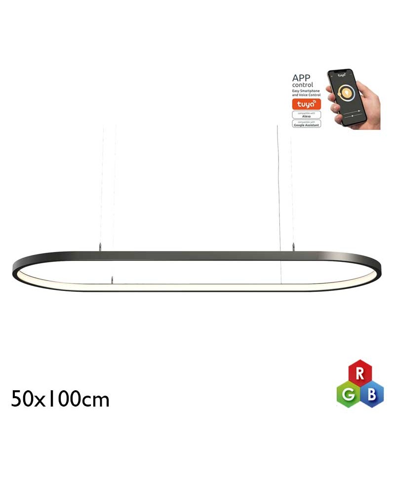 Lámpara de techo de 50x100cm LED 56W de aluminio RGB-W driver Tuya