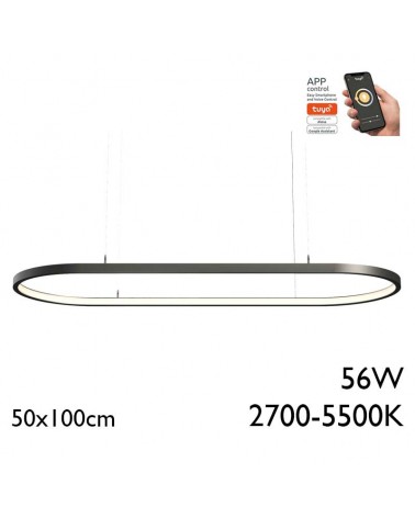 Ceiling lamp LED 56W aluminum 50x100cm Adjustable 2700K-5500K Tuya driver