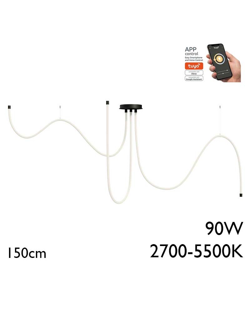 Lámpara de techo de 3x150cm LED 90W de aluminio y silicona IP40 Graduable 2700K-5500K driver Tuya