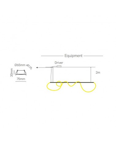 Lámpara de techo de 100+150cm LED 30W de aluminio y silicona IP40 Graduable 2700K-5500K driver Tuya