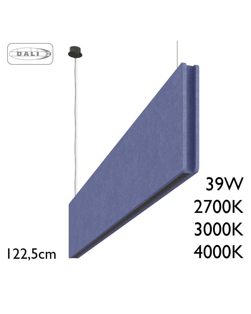 Lámpara de techo de 122,5cm LED 39W de aluminio y PET reciclado varios acabados IP40 driver Dali