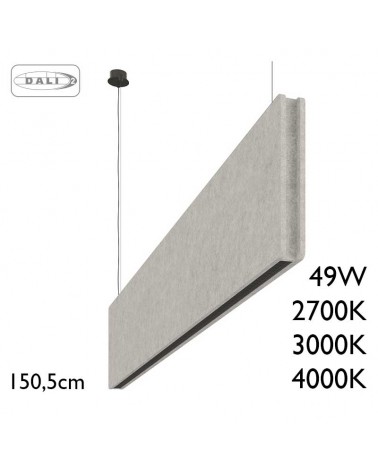 Lámpara de techo de 150,5cm LED 49W de aluminio y PET reciclado varios acabados IP40 driver Dali