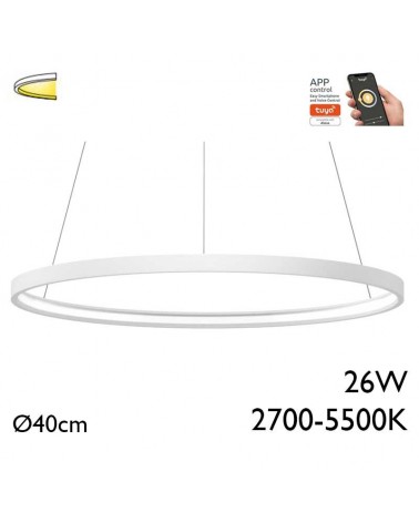 Ceiling lamp LED 26W 40cm aluminum Adjustable 2700K-5500K Tuya driver