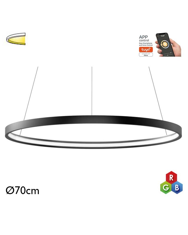 Ceiling lamp LED 44W 70cm aluminum RGB-W Tuya driver