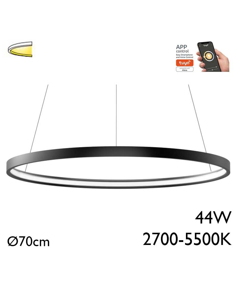 Ceiling lamp LED 44W 70cm aluminum Adjustable 2700K-5500K Tuya driver