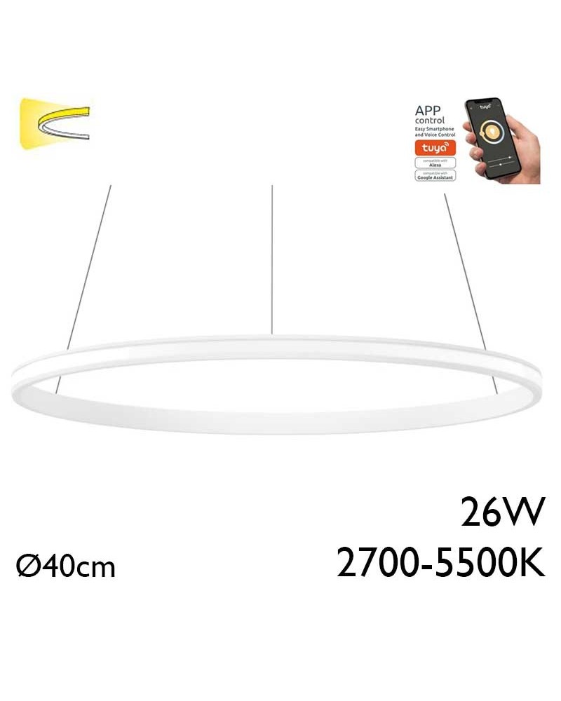 Lámpara de techo de 40cm LED 26W de aluminio Graduable 2700K-5500K driver Tuya