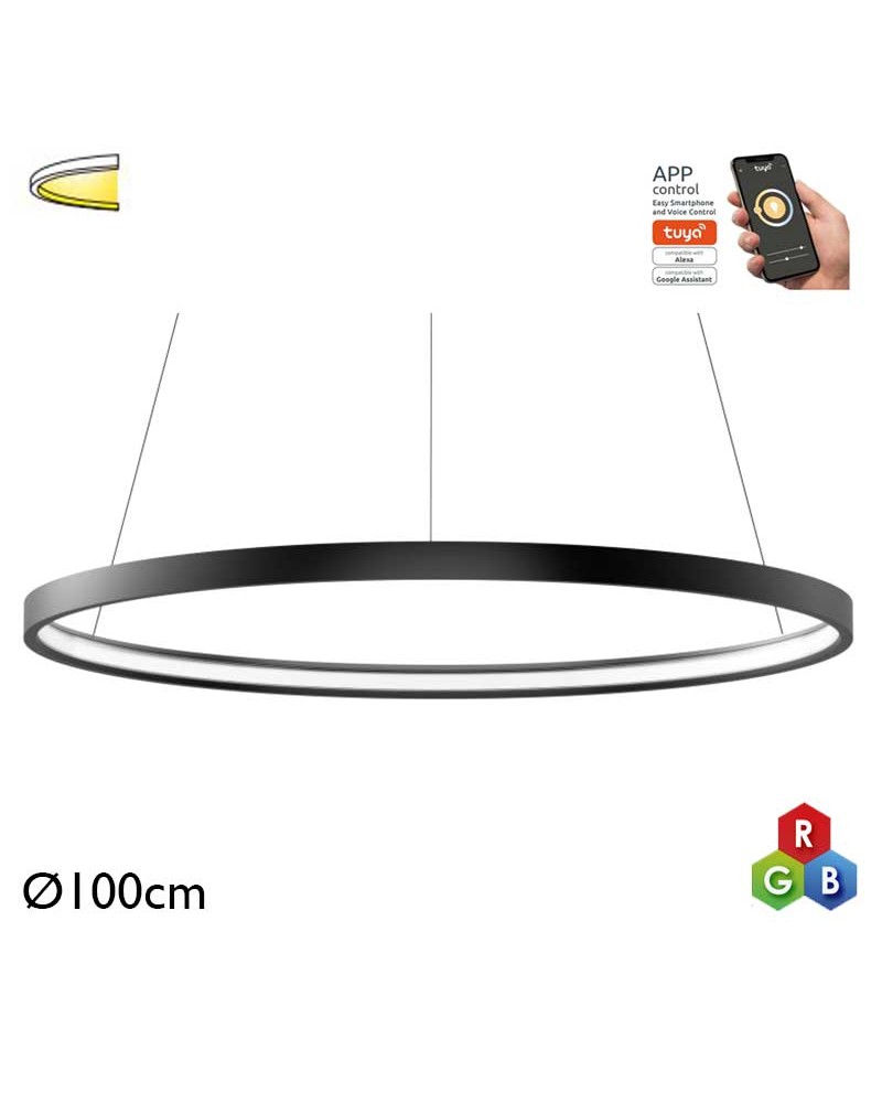 Lámpara de techo de 100cm LED 63W de aluminio RGB-W driver Tuya