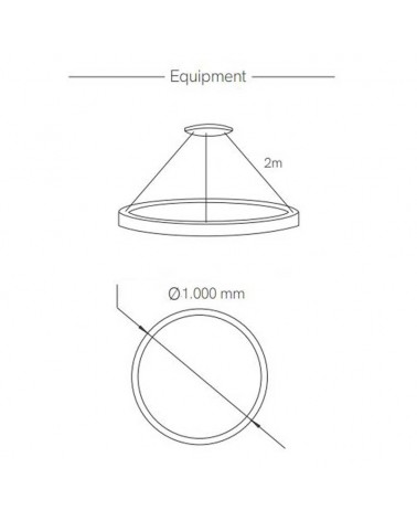 Ceiling lamp LED 63W 100cm aluminum with gold finish RGB-W Tuya driver