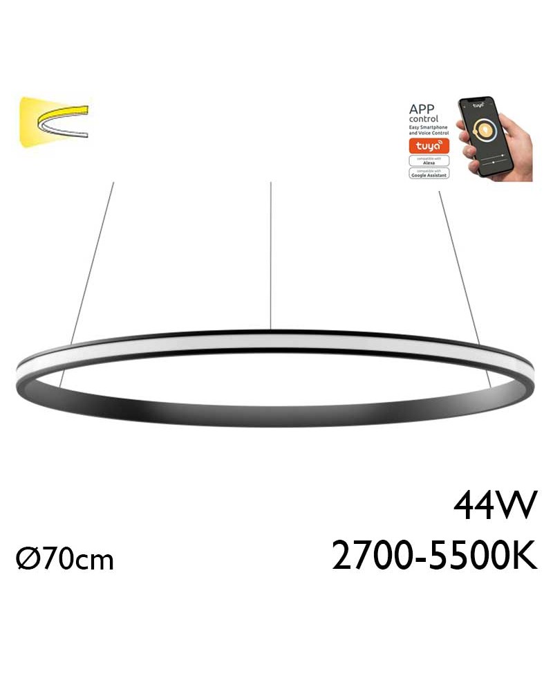 Lámpara de techo de 70cm LED 44W de aluminio Graduable 2700K-5500K driver Tuya