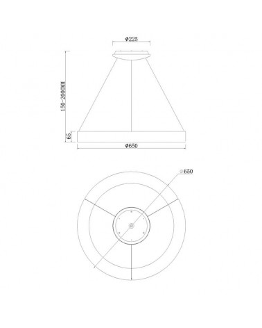 Ceiling lamp 65cm diameter LED 50W metal and acrylic CCT 3000K/4000K/6000K  DIMMABLE with remote control