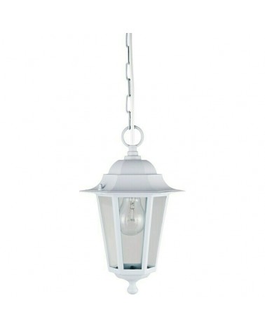 Classic white outdoor E27 aluminum and glass lantern ceiling lamp