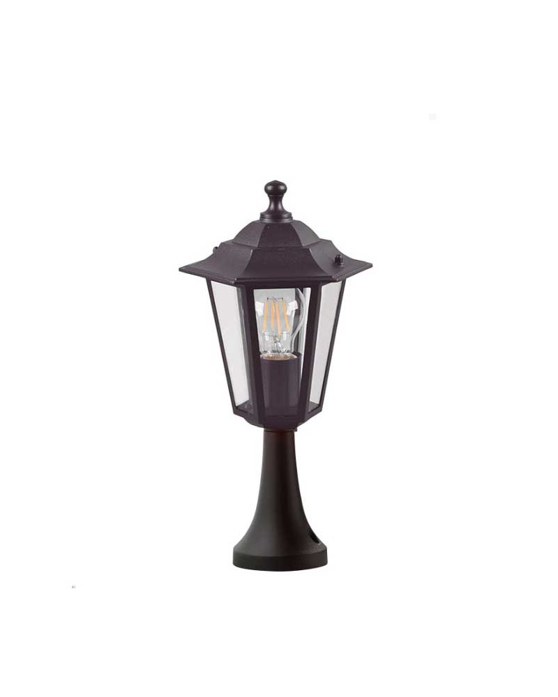 Sobremuro negro clásico 40cms de exterior E27 aluminio y cristal