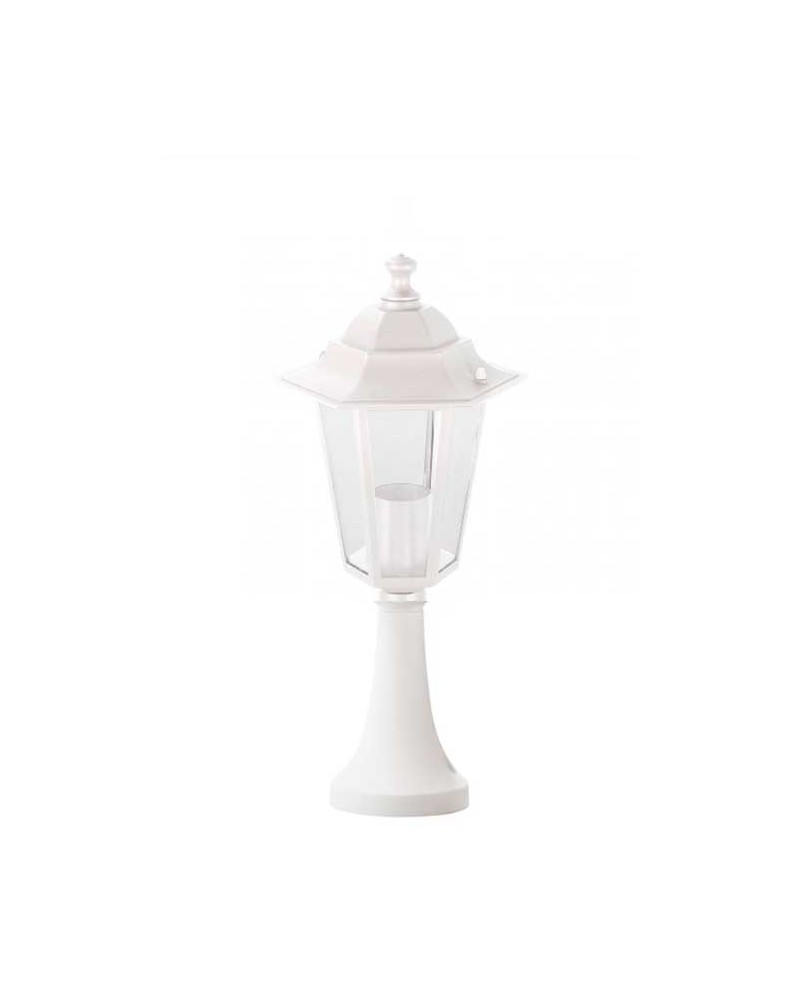 Sobremuro blanco clásico 40cms de exterior E27 aluminio y cristal