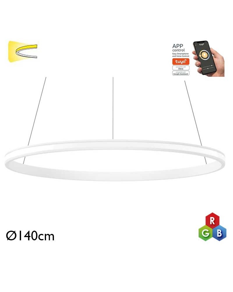 Lámpara de techo de 140cm LED 96W de aluminio RGB-W driver Tuya